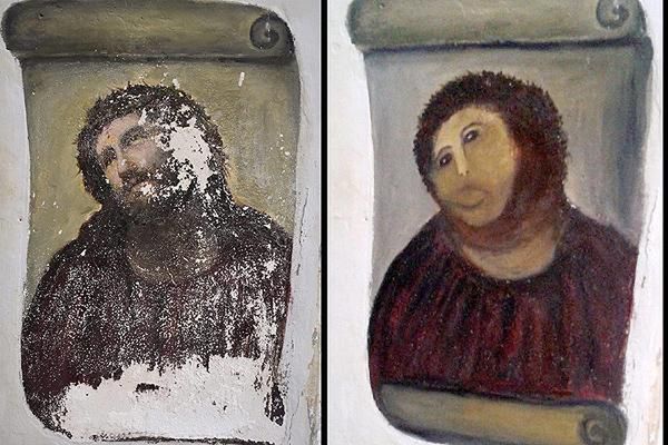 "Ecco Homo" przed i po renowacji 