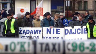 Taksówkarze przed ministerstwem