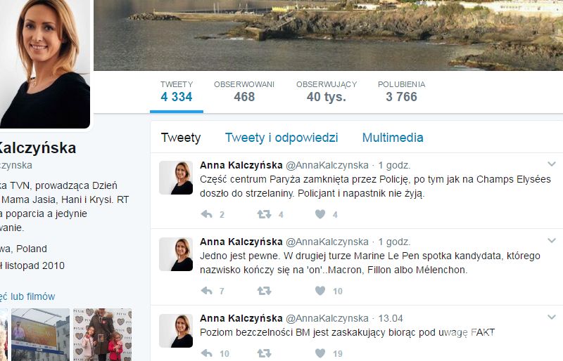 Anna Kalczyńska na Twitterze relacjonuje strzelaninę w Paryżu