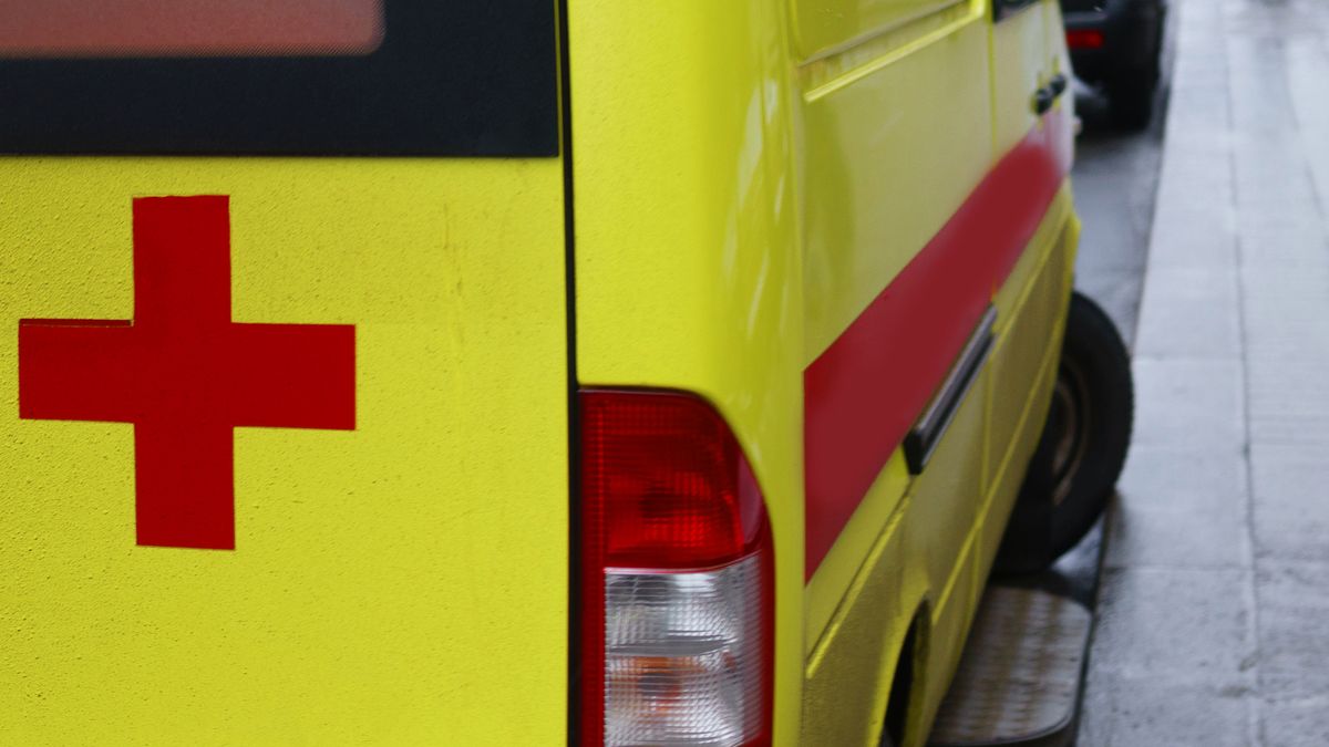 Red cross on yellow ambulance cars