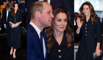 Elegancka księżna Kate w szytej na zamówienie kreacji towarzyszy Williamowi w teatrze. Piękna? (ZDJĘCIA)