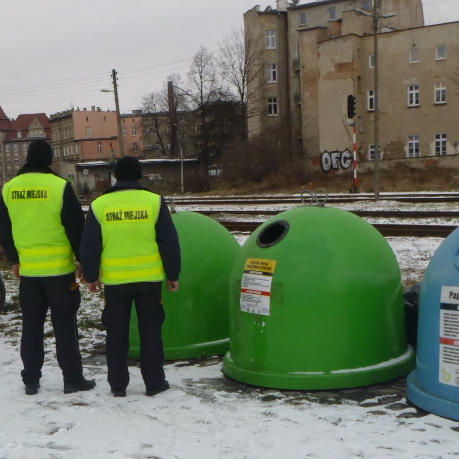 Straż miejska usiłuje uwolnić psa 