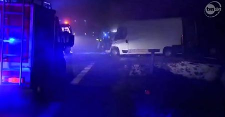 Zderzenia ciężarówki i dwóch busów