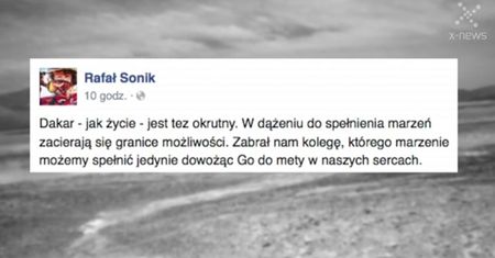 Małysz, Hołowczyc i Sonik o śmierci Hernika