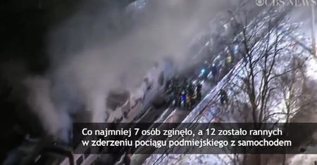 Groźny wypadek koło Nowego Jorku. Pociąg podmiejski uderzył w auto