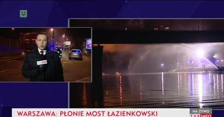 Płonie konstrukcja mostu Łazienkowskiego