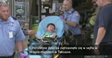 Chłopiec zatrzasnął się w sejfie