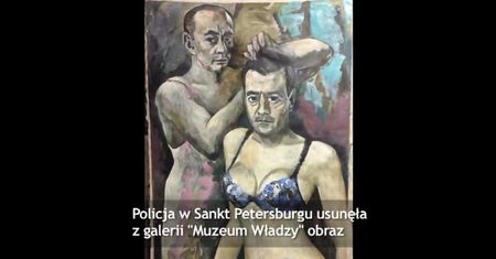 Obraz przedstawiający Putina w bieliźnie