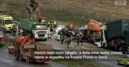 Wypadek busa na polskich numerach w Danii