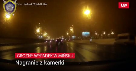 Groźny wypadek z Mińsku. Nagranie z kamerki