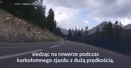#dziejesiewsporcie: ekstremalny zjazd w Tour de France. Kolarz z kamerą na klatce piersiowej