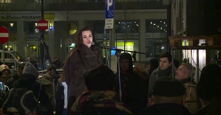 Beata Tadla protestowała pod redakcją TVP
