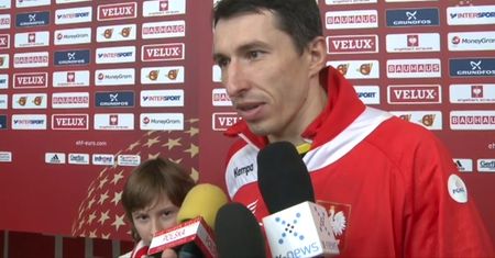 Sławomir Szmal do strefy wywiadów przyszedł z... synem. "Tata pokaże całą swoją siłę w finale"