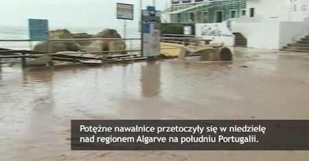 Potężne nawałnice nad Portugalią - zalane drogi, podtopione domy