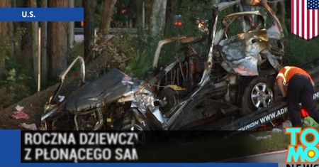 Roczna dziewczynka uratowana z płonącego samochodu