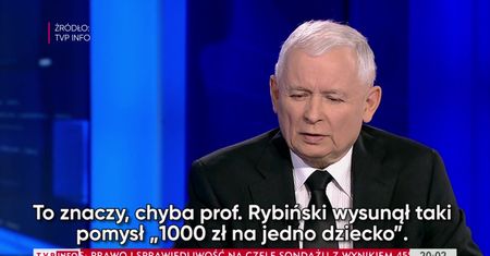 Jarosław Kaczyński w TVP Info: to ja wymyśliłem "500+"