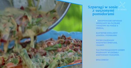 Szparagi w sosie z suszonymi pomidorami