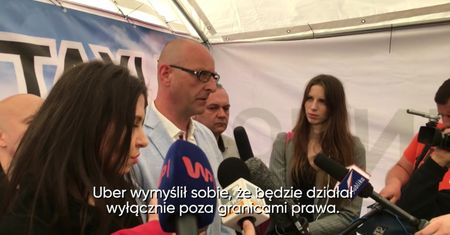 Wojna przewoźników - wściekli na Ubera taksówkarze zablokowali polskie miasta