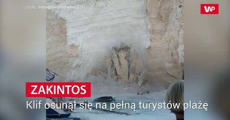 Moment osunięcia się klifu na Zakintos. Nagranie świadka