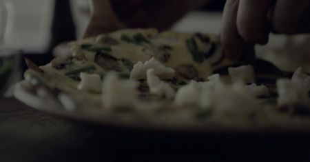 Omlet z pieczarkami i zieloną fasolką. W sam raz na śniadanie