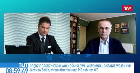 Czarna plansza w TVP przed orędziem Tomasza Grodzkiego. Jarosław Sellin: mała złośliwość