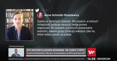 Zuzanna Rudzińska-Bluszcz, kandydatka RPO odniosła się do słów Anny Schmidt-Rodziewicz