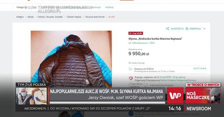 Kurtka Najmana, "pakiet Sasina". Owsiak o najciekawszych aukcjach finału WOŚP