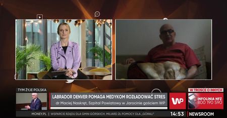 Dr Maciej Naskręt przyprowadza psa na oddział. Labrador koi nerwy medyków
