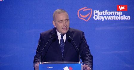 Grzegorz Schetyna na konwencji PO. Niespodziewane nawiązanie do Olgi Tokarczuk