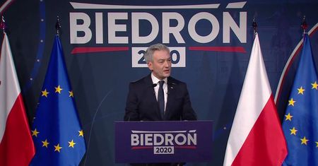 Wybory prezydenckie 2020. Robert Biedroń o Oldze Tokarczuk na konwencji