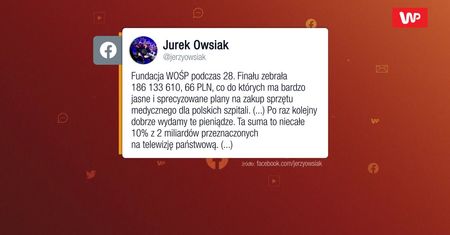 Wiceminister z PiS stanowczo: "Bez TVP nie byłoby WOŚP"