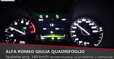 Alfa Romeo Giulia Quadrifoglio 2.9 V6 510 KM (MT) - pomiar zużycia paliwa