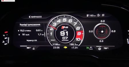 Audi R8 Coupe 5.2 FSI V10 plus 610 KM (AT) - pomiar spalania