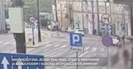 Pijany jechał pod prąd. Wszystko nagrał monitoring