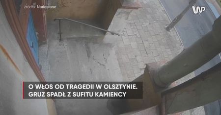 O włos od tragedii w Olsztynie. Z sufitu spadło prawie pół tony gruzu