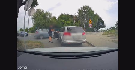 Szokujące sceny na drodze. Pijany Ukrainiec walczył z policjantem