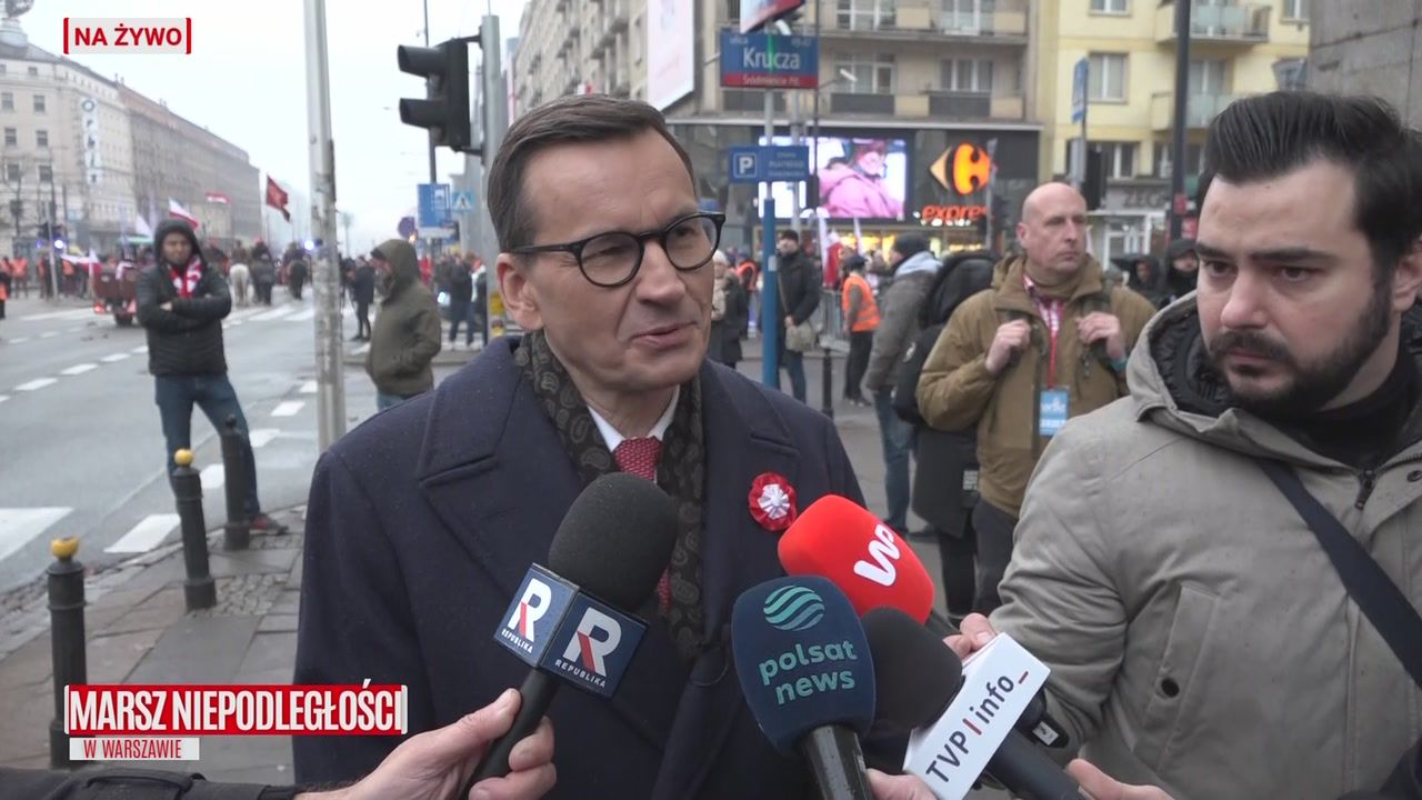 Morawiecki na Marszu Niepodległości. Padła odpowiedź ws. Ziobry