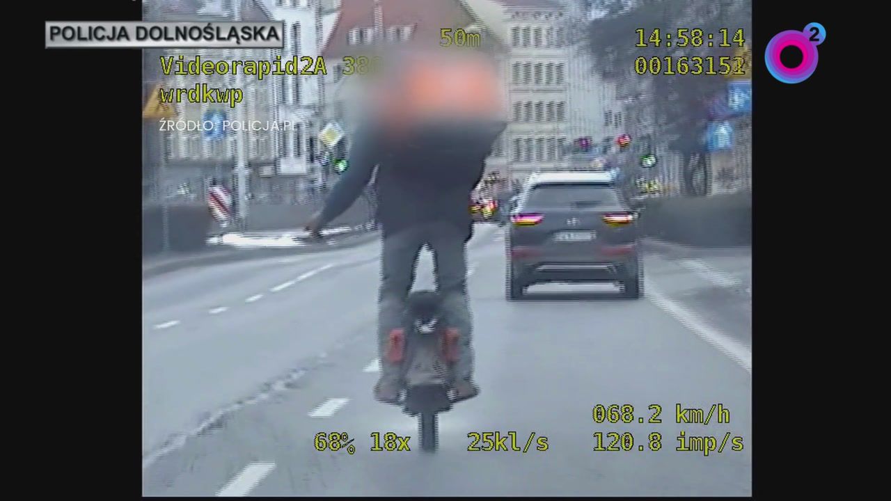 Jechał monocyklem. Trudno uwierzyć, o ile przekroczył dopuszczalną prędkość