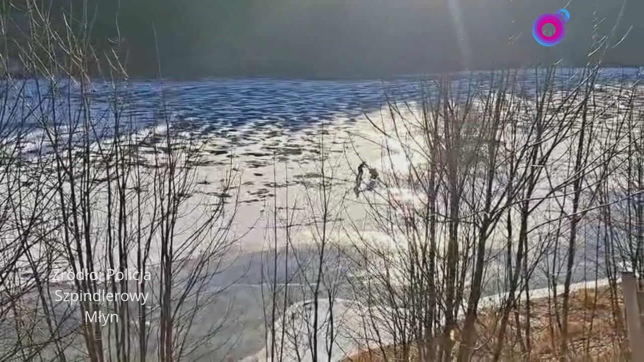 Weszła na lód z wózkiem dziecięcym. Nagranie z Czech