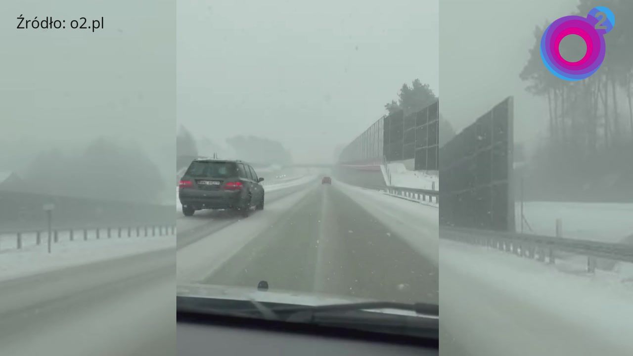 Jadą 80 km/h drogą ekspresową. Warunki nie pozwalają na więcej