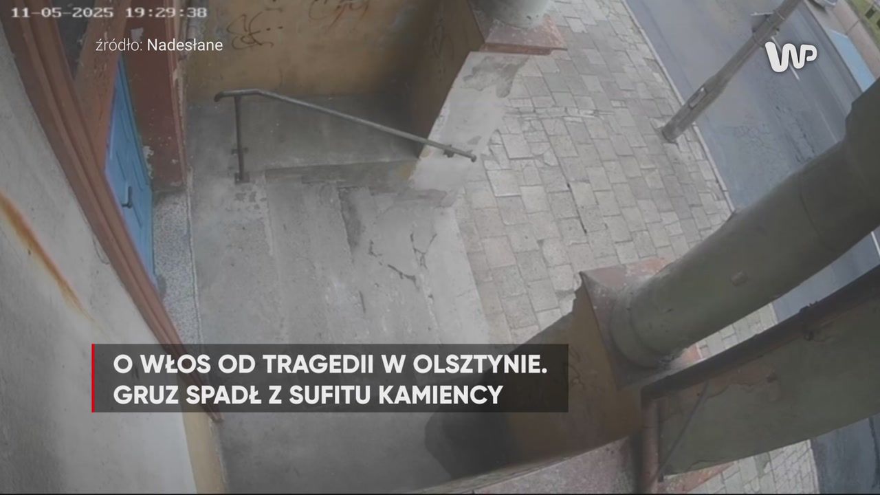O włos od tragedii w Olsztynie. Z sufitu spadło prawie pół tony gruzu