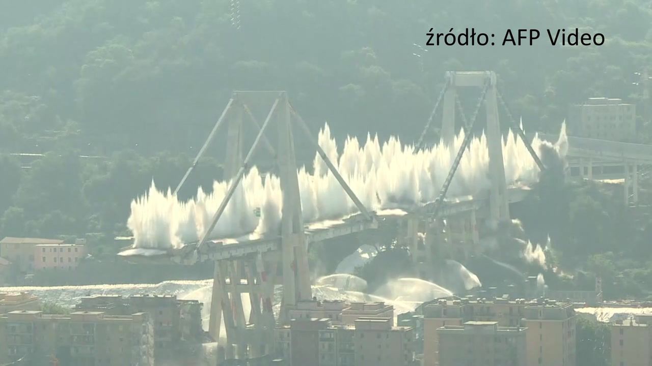 Most Ponte Morandi w Genui wysadzony. W 2018 roku zginęły tam 43 osoby