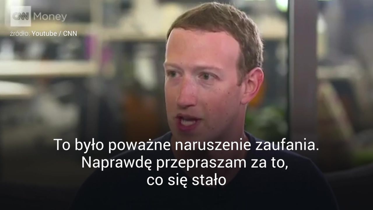 Zuckerberg przeprosił wszystkich użytkowników. "Jest mi naprawdę przykro"