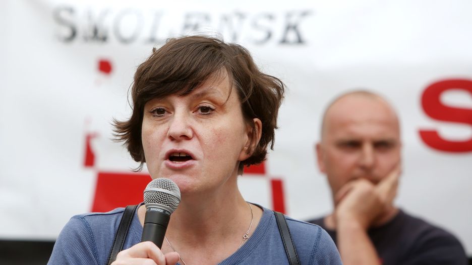 Ewa Stankiewicz podczas demonstracji Solidarni 2010 w Warszawie 