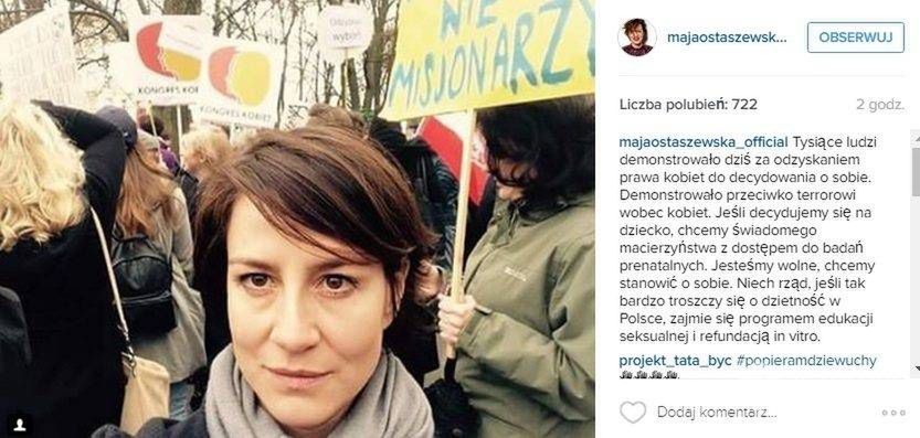 Maja Ostaszewska na protestach i o protestach przeciwko zaostrzeniu ustawy antyaborcyjnej w Polsce #dziewuchydziewuchom