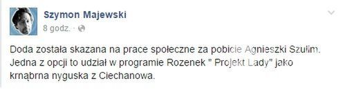 Szymon Majewski komentuje wyrok w sprawie Dody i Agnieszki Szulim