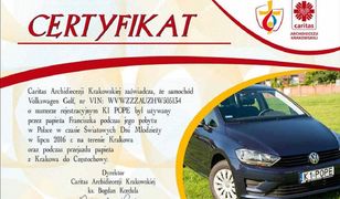VW Golf papieża Franciszka na aukcji