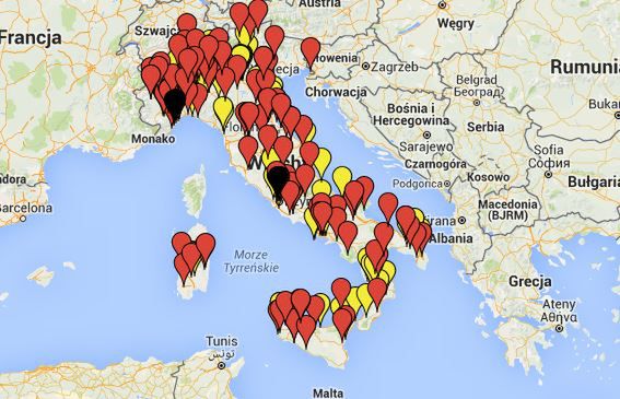Setki włoskich księży pedofilów zaznaczonych na mapie