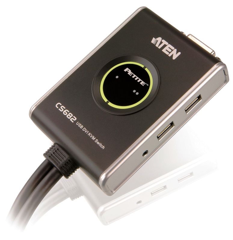 Przełącznik KVM ATEN CS-682 USB/DVI z linii Petite