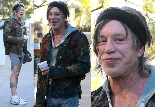 Mickey Rourke na spacerze w obcisłych bokserkach (FOTO)